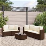 vidaXL 6-delige Loungeset met kussens poly rattan bruin