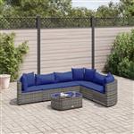 vidaXL 7-delige Loungeset met kussens poly rattan grijs