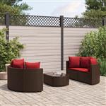 vidaXL 5-delige Loungeset met kussens poly rattan bruin