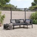 vidaXL 3-delige Loungeset met kussens aluminium zwart