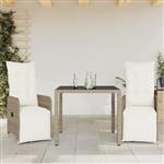 vidaXL 3-delige Bistroset met kussens poly rattan bruin