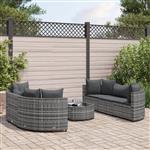 vidaXL 7-delige Loungeset met kussens poly rattan grijs