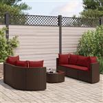 vidaXL 7-delige Loungeset met kussens poly rattan bruin