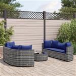 vidaXL 7-delige Loungeset met kussens poly rattan grijs