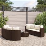 vidaXL 7-delige Loungeset met kussens poly rattan bruin