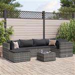 vidaXL 7-delige Loungeset met kussens poly rattan grijs