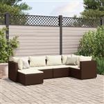 vidaXL 6-delige Loungeset met kussens poly rattan bruin