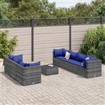 vidaXL 8-delige Loungeset met kussens poly rattan grijs