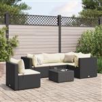 vidaXL 6-delige Loungeset met kussens poly rattan zwart