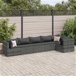 vidaXL 6-delige Loungeset met kussens poly rattan grijs