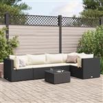 vidaXL 6-delige Loungeset met kussens poly rattan zwart