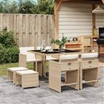 vidaXL 9-delige Tuinset met kussens poly rattan beige