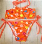 Mooie Oranje Bikini met Bloemetjes - 92 tot 128