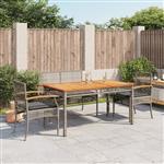 vidaXL 4-delige Tuinset met kussens poly rattan grijs