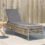 vidaXL Ligbed met kussen poly rattan beige