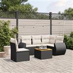 vidaXL 6-delige Loungeset met kussens poly rattan zwart