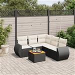 vidaXL 6-delige Loungeset met kussens poly rattan zwart