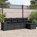 vidaXL 5-delige Loungeset met kussens poly rattan zwart