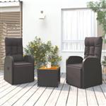 vidaXL 3-delige Loungeset poly rattan en massief acaciahout zwart