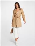 Belted Long Suede Coat 242-Garia Beige