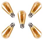 Kooldraadlamp 5 stuks E27 - ST64 amber - LED 4W~38W traditionele verlichting - 2200K warmwit