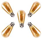 Kooldraadlamp 5 stuks E27 - ST64 amber - LED 4W~38W traditionele verlichting - 2200K warmwit