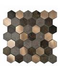 Mozaïek Isodeco Steenstrip Hexagon V-Groef Zelfklevend 28.8x29.2 cm Koper (Prijs Per Stuk)