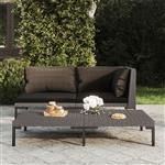 vidaXL B-stock Tuinbank met kussens halfrond poly rattan