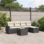 vidaXL 6-delige Loungeset met kussens poly rattan zwart