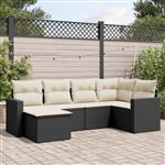 vidaXL 6-delige Loungeset met kussens poly rattan zwart