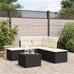 vidaXL 6-delige Loungeset met kussens poly rattan zwart