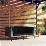 vidaXL B-stock Tuinbanken 2 st met kussens halfrond poly rattan