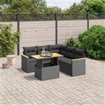 vidaXL 6-delige Loungeset met kussens poly rattan zwart