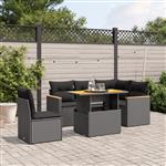 vidaXL 6-delige Loungeset met kussens poly rattan zwart