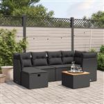 vidaXL 7-delige Loungeset met kussens poly rattan zwart