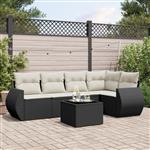 vidaXL 6-delige Loungeset met kussens poly rattan zwart