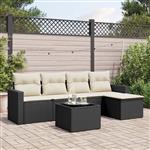 vidaXL 6-delige Loungeset met kussens poly rattan zwart