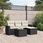 vidaXL 5-delige Loungeset met kussens poly rattan zwart