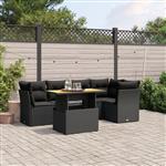 vidaXL 5-delige Loungeset met kussens poly rattan zwart