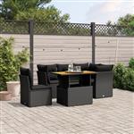 vidaXL 5-delige Loungeset met kussens poly rattan zwart