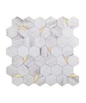 Mozaïek Isodeco Steenstrip Hexagon Zelfklevend 28.0x29.0 cm Goud Wit Marmer (Prijs Per Stuk)