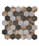 Mozaïek Isodeco Steenstrip Hexagon Zelfklevend 28.0x29.0 cm Medium Stone (Prijs Per Stuk)