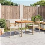 vidaXL 3-delige Tuinset met kussens poly rattan beige