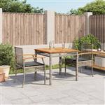 vidaXL 3-delige Tuinset met kussens poly rattan grijs