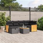 vidaXL 7-delige Loungeset met kussens poly rattan zwart