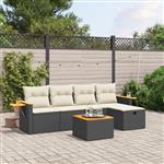 vidaXL 6-delige Loungeset met kussens poly rattan zwart