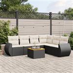 vidaXL 7-delige Loungeset met kussens poly rattan zwart