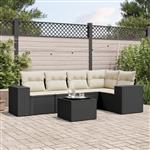 vidaXL 6-delige Loungeset met kussens poly rattan zwart