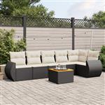 vidaXL 7-delige Loungeset met kussens poly rattan zwart