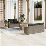 vidaXL 6-delige Loungeset met kussens poly rattan grijs